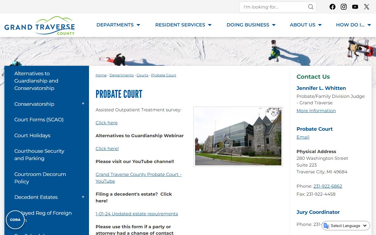 Grand Traverse County Clerk related probate court records page