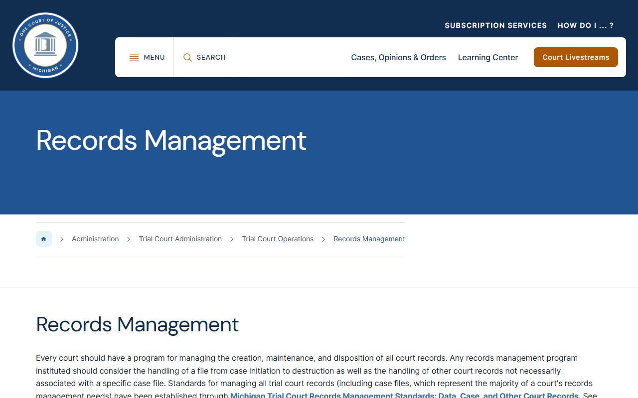 Grand Traverse County arrest records and court charges records management page