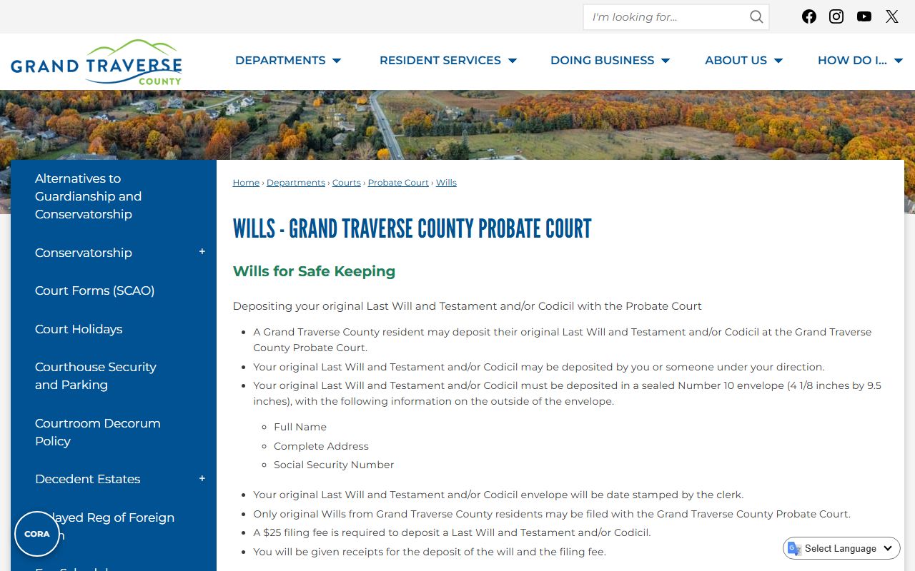 Grand Traverse County Circuit Court will safekeeping probate records page