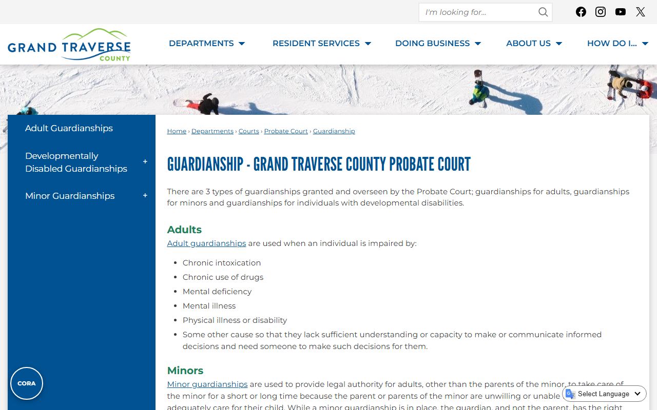 Grand Traverse County Circuit Court guardianship records page