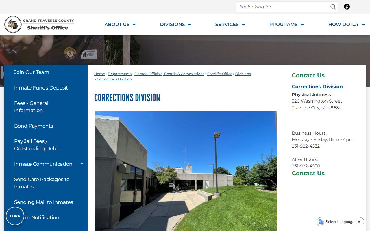 Grand Traverse County Circuit Court corrections division records page