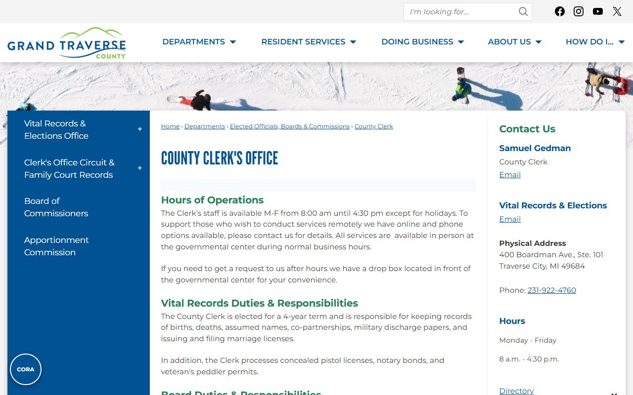 Grand Traverse County clerk office court records page