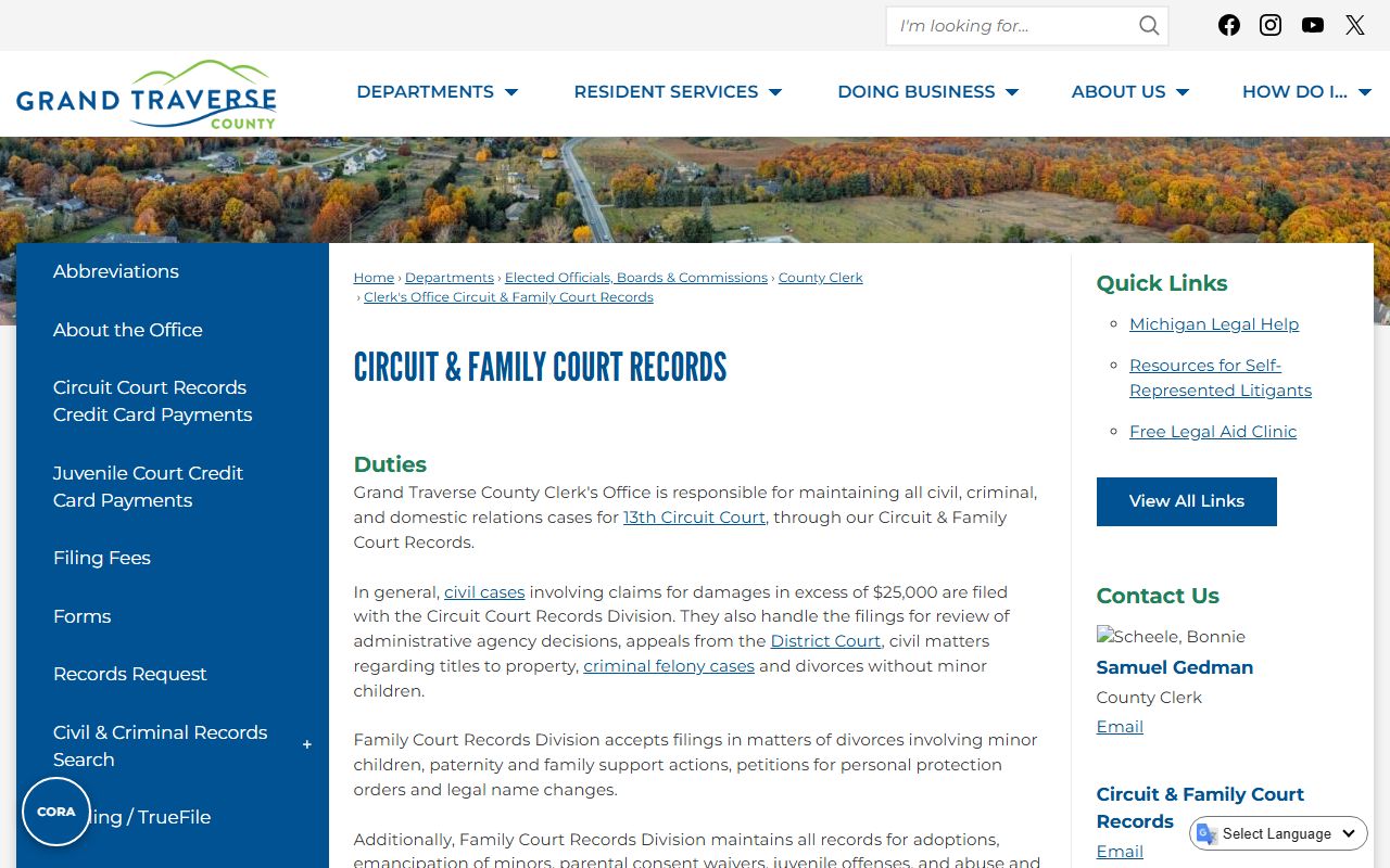 Grand Traverse County circuit and family court records office