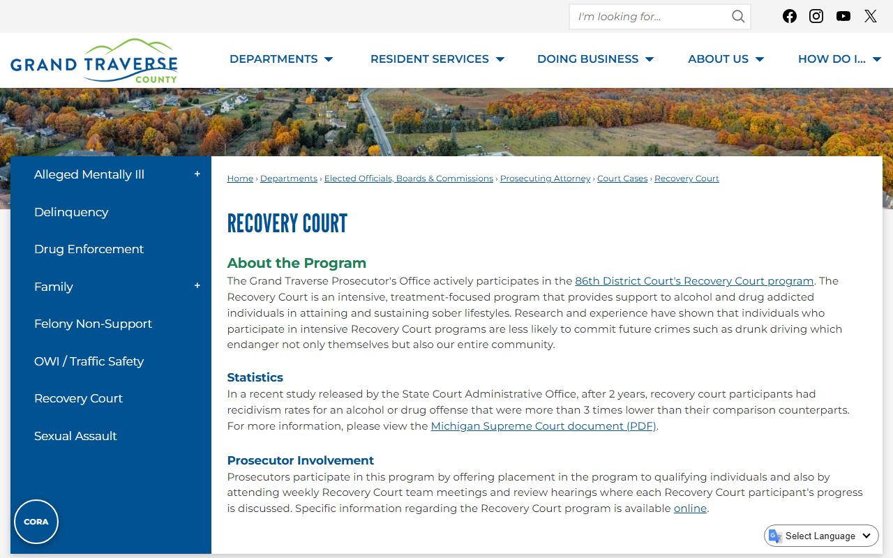 Recovery Court program tied to Grand Traverse County family and divorce records
