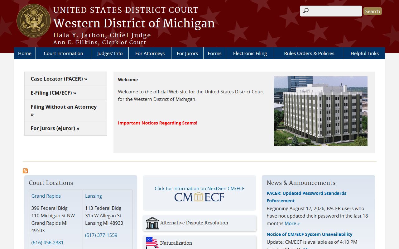 Grand Traverse County probate records related Western District of Michigan home page