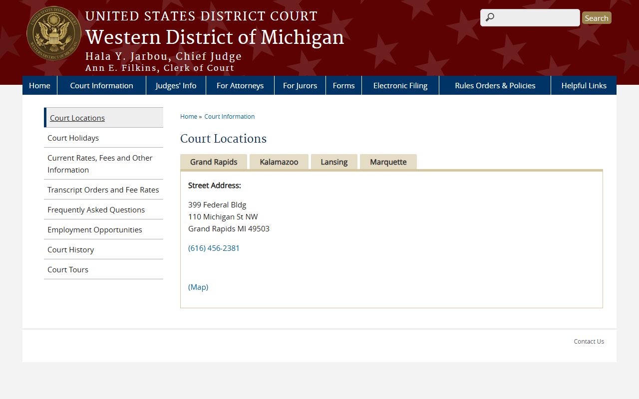 Grand Traverse County probate records related Western District court locations page